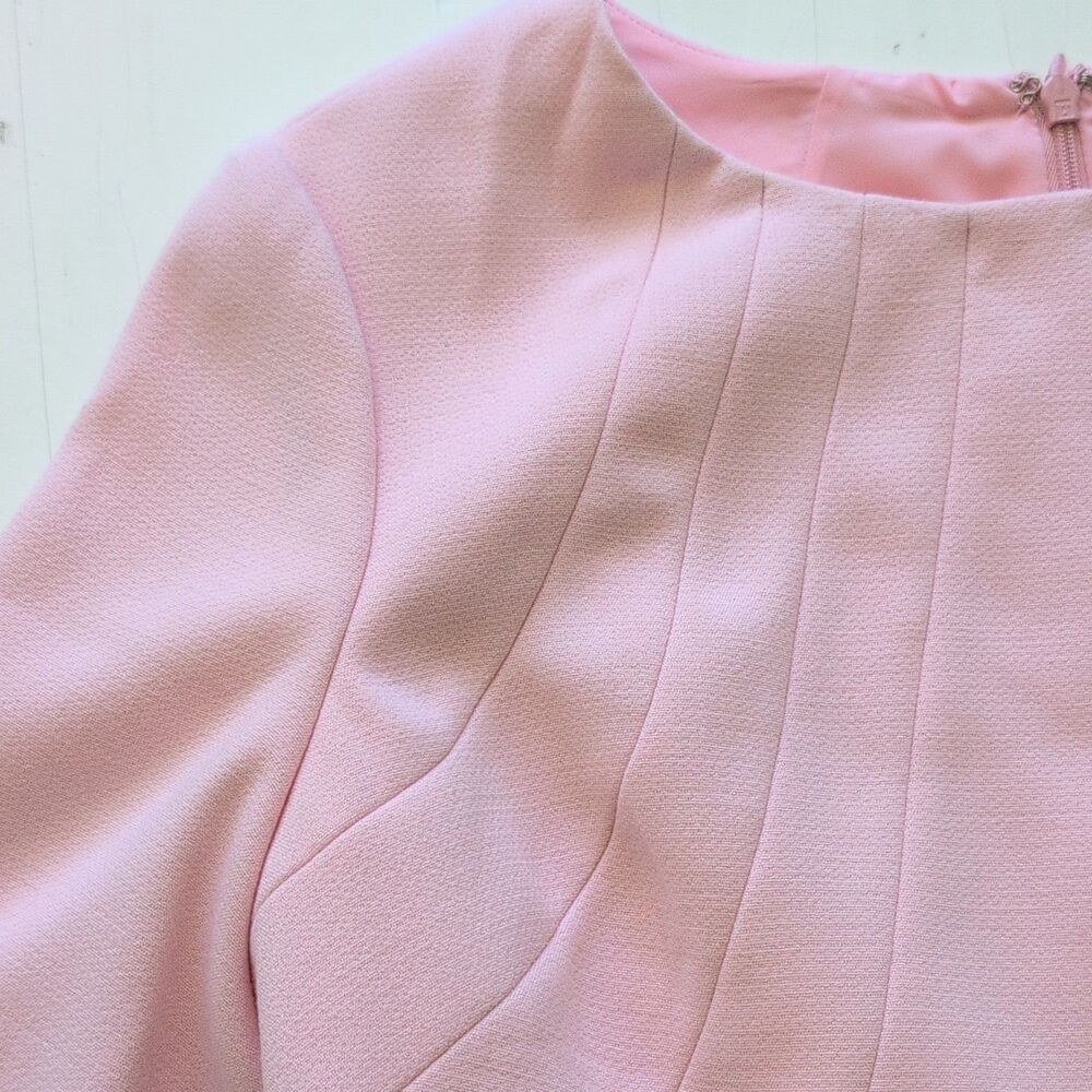 Eliza J Pink Solid Sheath Dress 3/4 Sleeve Rnd Neck Knee Length Zip Lined Sz 10 - Picture 3 of 12